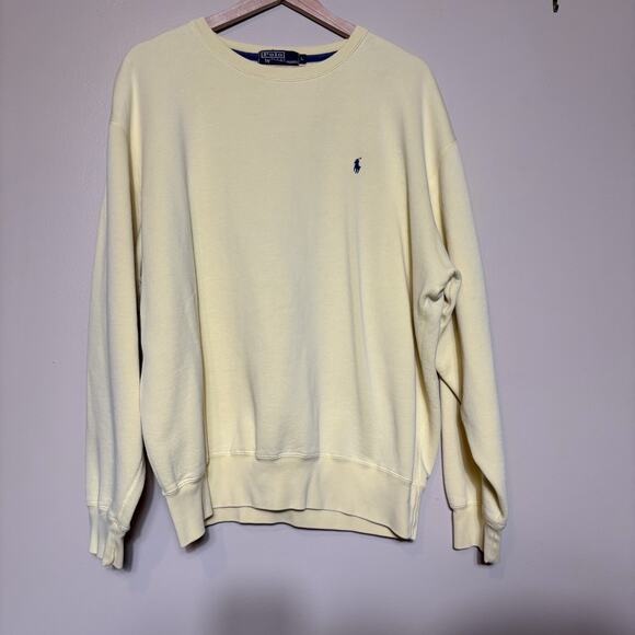 Polo Ralph Lauren Crewneck Pullover Sweatshirt Yellow Men’s Size L Y2K Preppy - Picture 1 of 11